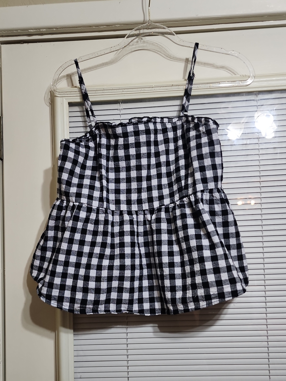 love on a hanger Black and White Gingham Peplum Camisole